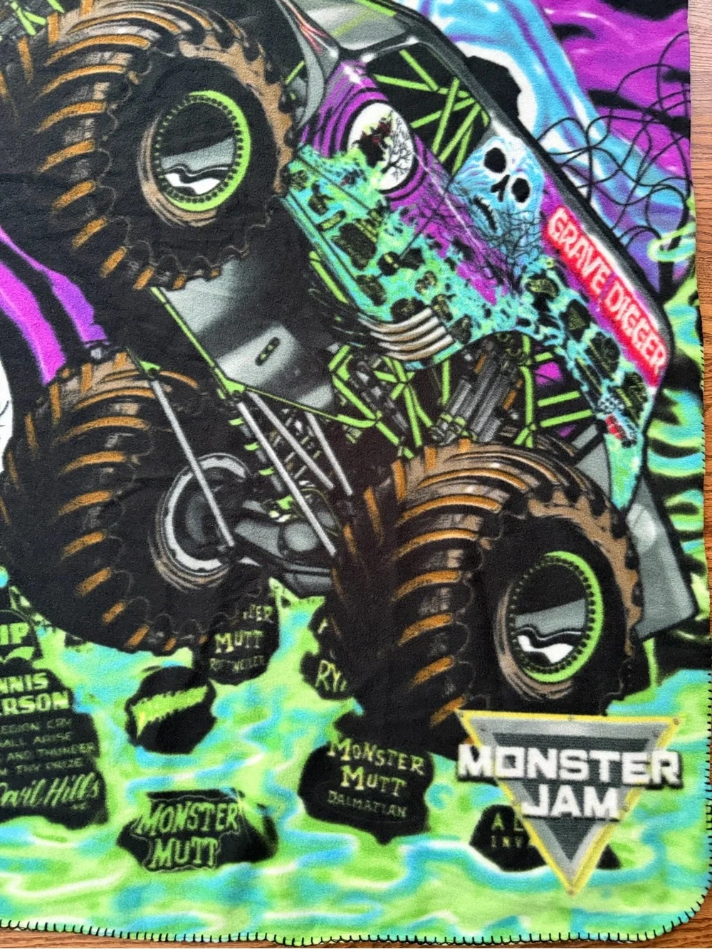 2006 Monster  Jam Grave Digger  Multicolor Monster Truck  Fleece Blanket